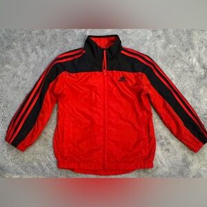 Kids Sz 3T Black Red Classic Adidas Track Jacket 2 Pockets zip Up EUC 15x18